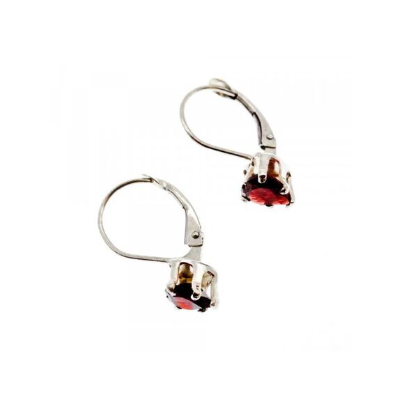 Sterling Silver Earrings Spessartine Garnet Faceted 3 mm  925 Sterling Silver Spessartine \